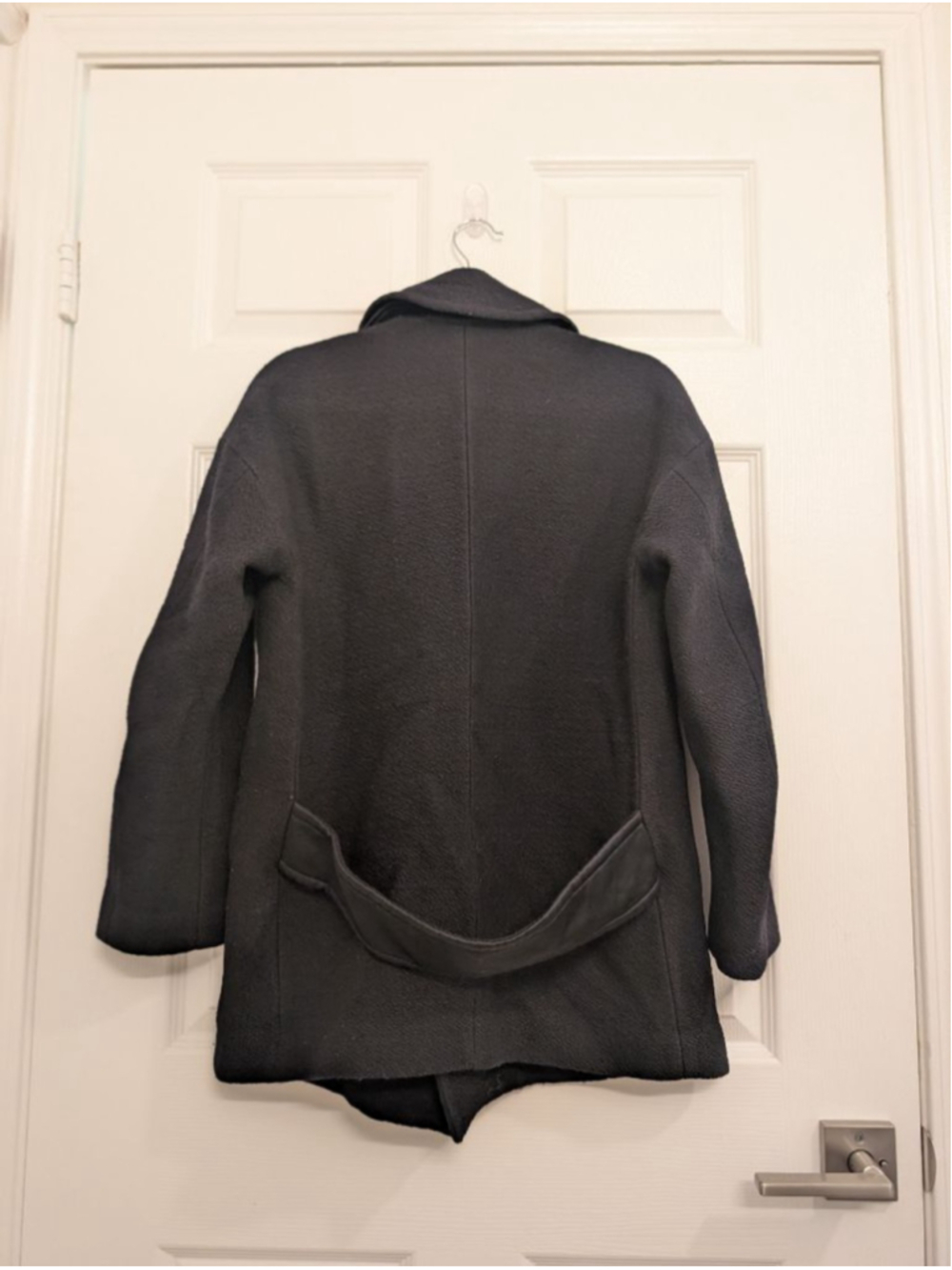 Women's ALLSAINTS Black Wool Blend Pea Coat US 0 Jaida Coat Oversized Boxy - Picture 8 of 10